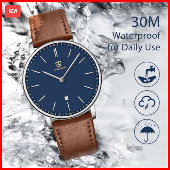 Minimalist Analog Date Watch with Leather Strap, Quartz Movement, Waterproof main image 5